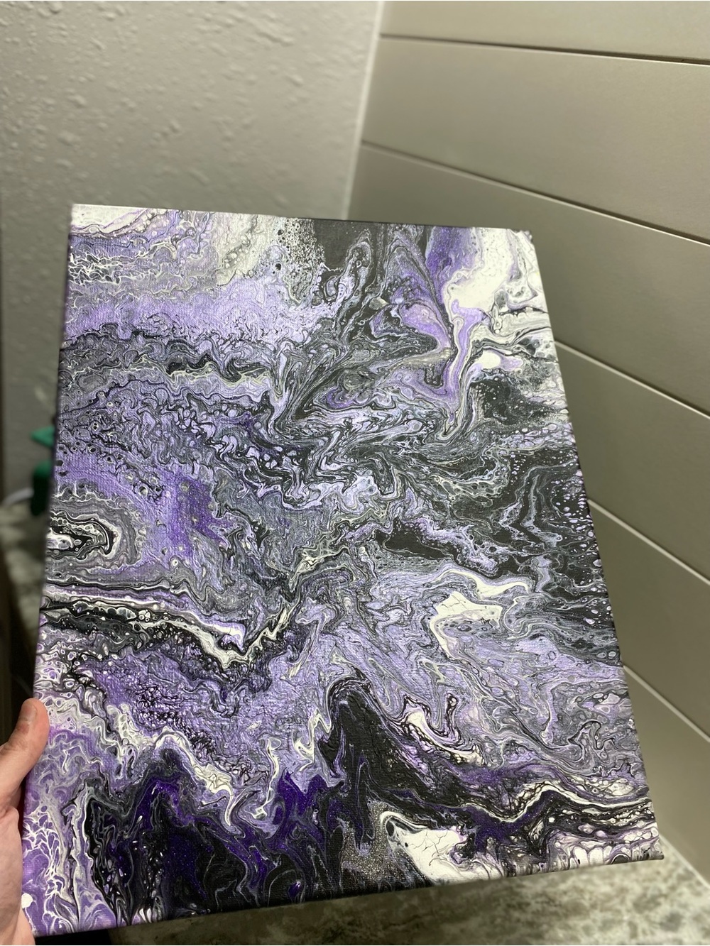 Hand Crafted Purple and Black Swirl Painting - Picture 4 of 7